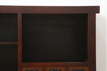 中古　タモ材　黒柿材　和の趣溢れる佇まいが魅力の水屋箪笥サイドボード(テレビ台、テレビボード、収納棚、戸棚、サイドキャビネット、引き出し、食器棚)(R-066470)