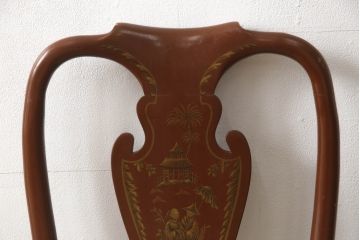 中古　レアモデル!!　DREXEL HERITAGE(ドレクセルヘリテイジ)　シノワズリ様式　上品な曲線デザインが目を引くチェア(椅子、イス、ダイニングチェア、サロンチェア、アームチェア)(R-066482)