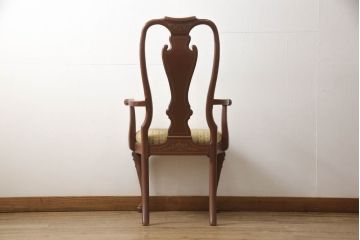 中古　レアモデル!!　DREXEL HERITAGE(ドレクセルヘリテイジ)　シノワズリ様式　上品な曲線デザインが目を引くチェア(椅子、イス、ダイニングチェア、サロンチェア、アームチェア)(R-066482)