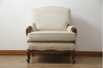 中古　超美品!!　DREXEL HERITAGE(ドレクセルヘリテイジ)　Upholstery(アップホルスタリー)　張り替え済み　クラシカルな佇まいの1Pソファ(アームチェア、一人掛け、1人掛け、ラウンジチェア)(定価約45万円)(R-066488)