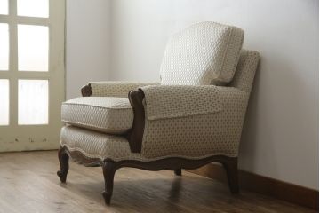 中古　超美品!!　DREXEL HERITAGE(ドレクセルヘリテイジ)　Upholstery(アップホルスタリー)　張り替え済み　クラシカルな佇まいの1Pソファ(アームチェア、一人掛け、1人掛け、ラウンジチェア)(定価約45万円)(R-066488)
