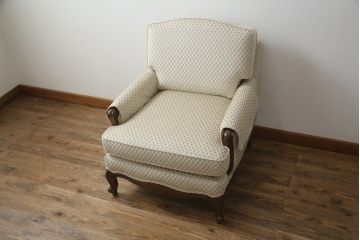 中古　超美品!!　DREXEL HERITAGE(ドレクセルヘリテイジ)　Upholstery(アップホルスタリー)　張り替え済み　クラシカルな佇まいの1Pソファ(アームチェア、一人掛け、1人掛け、ラウンジチェア)(定価約45万円)(R-066488)