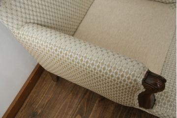 中古　超美品!!　DREXEL HERITAGE(ドレクセルヘリテイジ)　Upholstery(アップホルスタリー)　張り替え済み　クラシカルな佇まいの1Pソファ(アームチェア、一人掛け、1人掛け、ラウンジチェア)(定価約45万円)(R-066488)