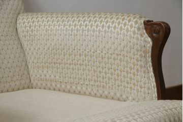中古　超美品!!　DREXEL HERITAGE(ドレクセルヘリテイジ)　Upholstery(アップホルスタリー)　張り替え済み　クラシカルな佇まいの1Pソファ(アームチェア、一人掛け、1人掛け、ラウンジチェア)(定価約45万円)(R-066488)