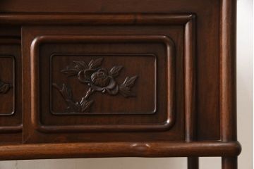 和製ビンテージ　花梨(カリン)材の深みある色合いが魅力の飾り棚(茶棚、違い棚、茶箪笥、収納棚、戸棚、ヴィンテージ)(R-066489)