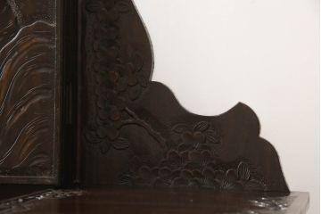 和製ビンテージ　軽井沢彫り　和モダンな雰囲気漂う三面鏡ドレッサー(鏡台、化粧台、ミラー、ヴィンテージ)(R-066492)
