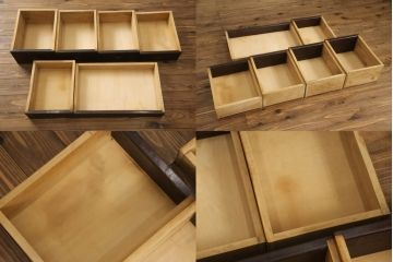 和製ビンテージ　軽井沢彫り　和モダンな雰囲気漂う三面鏡ドレッサー(鏡台、化粧台、ミラー、ヴィンテージ)(R-066492)