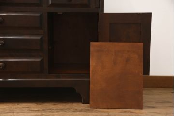 中古　北海道民芸家具　上質な作りが魅力のライティングビューロー(簿記机、在宅用、在宅ワーク用、ワークデスク、引き出し、収納棚、戸棚)(定価約34万円)(R-066494)