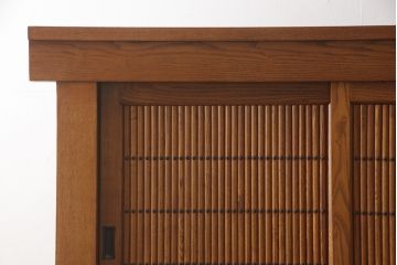 中古　楡(ニレ)材　総無垢材　美しい木目と品のある佇まいが魅力の水屋箪笥サイドボード(引き出し、収納棚、戸棚、食器棚)(R-066506)