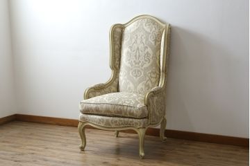 中古　美品　レアモデル!!　DREXEL HERITAGE(ドレクセルヘリテイジ)　Upholstery(アップホルスタリー)　気品あふれる佇まいの猫脚ラウンジチェア(一人掛けソファ、1人掛けソファ、アームチェア)(R-066511)