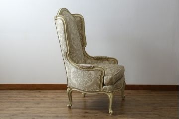 中古　美品　レアモデル!!　DREXEL HERITAGE(ドレクセルヘリテイジ)　Upholstery(アップホルスタリー)　気品あふれる佇まいの猫脚ラウンジチェア(一人掛けソファ、1人掛けソファ、アームチェア)(R-066511)
