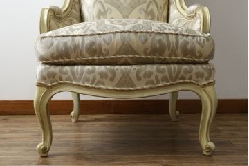 中古　美品　レアモデル!!　DREXEL HERITAGE(ドレクセルヘリテイジ)　Upholstery(アップホルスタリー)　気品あふれる佇まいの猫脚ラウンジチェア(一人掛けソファ、1人掛けソファ、アームチェア)(R-066511)