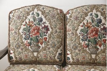 イギリスビンテージ　ERCOL(アーコール)　Old Colonial(オールドコロニアル)シリーズ　クラシカルなファブリックが格調高い雰囲気を醸し出す3人掛けソファ(三人掛けソファ、3P、トリプルソファ、アームソファ、英国、北欧、ヴィンテージ)(R-066513)