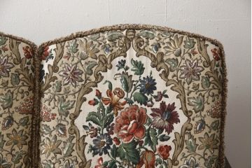 イギリスビンテージ　ERCOL(アーコール)　Old Colonial(オールドコロニアル)シリーズ　クラシカルなファブリックが格調高い雰囲気を醸し出す3人掛けソファ(三人掛けソファ、3P、トリプルソファ、アームソファ、英国、北欧、ヴィンテージ)(R-066513)