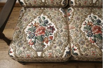 イギリスビンテージ　ERCOL(アーコール)　Old Colonial(オールドコロニアル)シリーズ　クラシカルなファブリックが格調高い雰囲気を醸し出す3人掛けソファ(三人掛けソファ、3P、トリプルソファ、アームソファ、英国、北欧、ヴィンテージ)(R-066513)