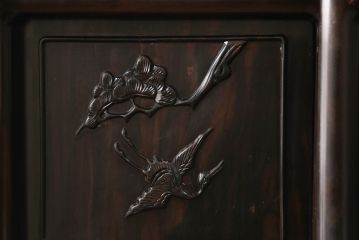 和製ビンテージ　大谷工房　大谷欣也作　総縞黒檀材(シマコクタン)　漆塗りの上品な色合いが美しい飾り棚(茶棚、違い棚、収納棚、戸棚、ヴィンテージ)(R-066524)