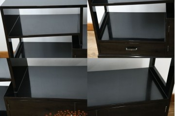 中古　美品!!　輪島塗り　繊細なタッチで描かれた花の意匠が雅な雰囲気を醸し出す茶棚　(R-066527)