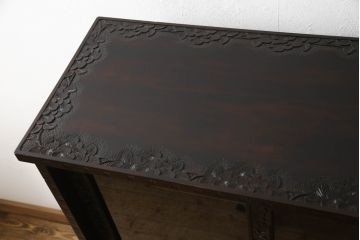 中古　美品!!　軽井沢彫り　和モダンスタイルの空間づくりにぴったりなサイドボード(収納棚、戸棚、飾り棚、サイドキャビネット)(R-066534)