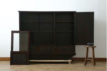 中古　美品!!　軽井沢彫り　和モダンスタイルの空間づくりにぴったりなサイドボード　(R-066534)