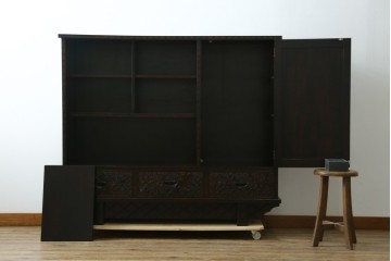 中古　美品!!　軽井沢彫り　和モダンスタイルの空間づくりにぴったりなサイドボード　(R-066534)