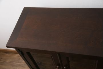 和製ビンテージ　希少デザイン!!　北海道民芸家具　和モダンなお部屋におすすめのサイドボード(食器棚、茶棚、茶箪笥、サイドキャビネット、収納棚、戸棚、ヴィンテージ)(R-066543)