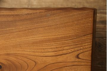 和製ビンテージ　重厚!!　天板一枚板　総欅(ケヤキ)無垢材の杢目が美しい座卓(ローテーブル、センターテーブル、ヴィンテージ)(R-066557)