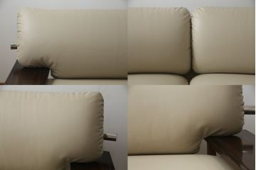 中古　美品　モリシゲ(MORISHIGE/森繁)　水葉(ミズハ)　合皮　和モダンテイストのお部屋づくりにおすすめな3人掛けソファ(アームソファ、三人掛け、3P、トリプルソファ、ローソファ)(定価約100万円)(R-066562)