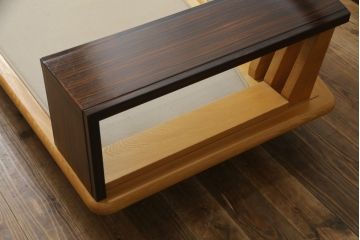 中古　美品　モリシゲ(MORISHIGE/森繁)　水葉(ミズハ)　合皮　和モダンテイストのお部屋づくりにおすすめな3人掛けソファ(アームソファ、三人掛け、3P、トリプルソファ、ローソファ)(定価約100万円)(R-066562)