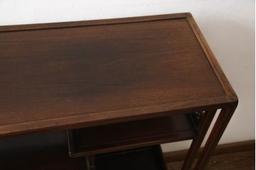 和製アンティーク　紫檀(シタン)材　風情のある漆絵が趣き深い飾り棚(茶棚、違い棚、収納棚、戸棚)(R-066569)
