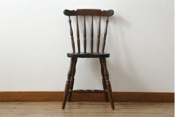 中古　松本民芸家具　上品な佇まいが魅力のSP型スピンドルチェア(板座チェア、椅子、イス、ダイニングチェア)(R-066576)