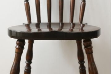 中古　松本民芸家具　上品な佇まいが魅力のSP型スピンドルチェア(板座チェア、椅子、イス、ダイニングチェア)(R-066576)