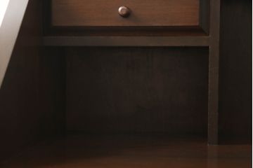 中古　松本民芸家具　H型　ボールフットが特徴的なライティングビューロー(簿記机、ワークデスク、在宅ワーク、在宅用デスク、サイドチェスト、引き出し)(定価約42万円)(R-066580)
