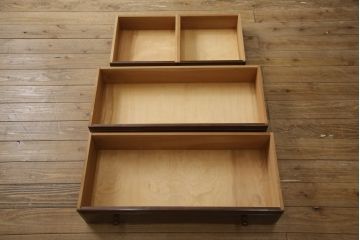 中古　松本民芸家具　H型　ボールフットが特徴的なライティングビューロー(簿記机、ワークデスク、在宅ワーク、在宅用デスク、サイドチェスト、引き出し)(定価約42万円)(R-066580)