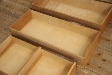 中古　松本民芸家具　H型　ボールフットが特徴的なライティングビューロー(簿記机、ワークデスク、在宅ワーク、在宅用デスク、サイドチェスト、引き出し)(定価約42万円)(R-066580)