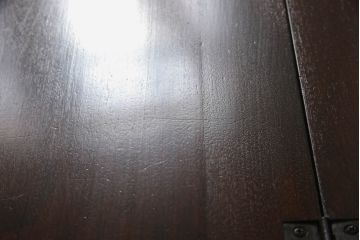 中古　松本民芸家具　H型　ボールフットが特徴的なライティングビューロー(簿記机、ワークデスク、在宅ワーク、在宅用デスク、サイドチェスト、引き出し)(定価約42万円)(R-066580)
