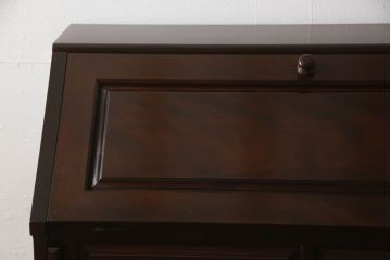 中古　松本民芸家具　H型　ボールフットが特徴的なライティングビューロー(簿記机、ワークデスク、在宅ワーク、在宅用デスク、サイドチェスト、引き出し)(定価約42万円)(R-066580)