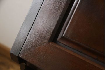 中古　松本民芸家具　H型　ボールフットが特徴的なライティングビューロー(簿記机、ワークデスク、在宅ワーク、在宅用デスク、サイドチェスト、引き出し)(定価約42万円)(R-066580)