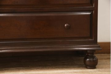 中古　松本民芸家具　H型　ボールフットが特徴的なライティングビューロー(簿記机、ワークデスク、在宅ワーク、在宅用デスク、サイドチェスト、引き出し)(定価約42万円)(R-066580)