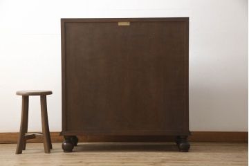 中古　松本民芸家具　H型　ボールフットが特徴的なライティングビューロー(簿記机、ワークデスク、在宅ワーク、在宅用デスク、サイドチェスト、引き出し)(定価約42万円)(R-066580)