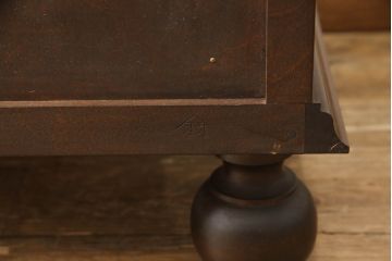 中古　松本民芸家具　H型　ボールフットが特徴的なライティングビューロー(簿記机、ワークデスク、在宅ワーク、在宅用デスク、サイドチェスト、引き出し)(定価約42万円)(R-066580)