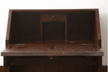 中古　松本民芸家具　希少モデル　格子模様が特徴的なK型ライティングビューロー(ワークデスク、在宅ワーク用、在宅用、簿記机、収納棚、戸棚)(R-066583)