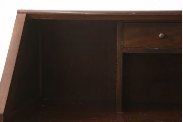 中古　松本民芸家具　希少モデル　格子模様が特徴的なK型ライティングビューロー(ワークデスク、在宅ワーク用、在宅用、簿記机、収納棚、戸棚)(R-066583)