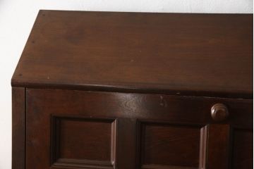 中古　松本民芸家具　希少モデル　格子模様が特徴的なK型ライティングビューロー(ワークデスク、在宅ワーク用、在宅用、簿記机、収納棚、戸棚)(R-066583)