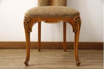 中古　美品　高級ブランド家具　CLイタリア(CLItalia)社　気品あふれる優雅なデザインが魅力のダイニングチェア(サロンチェア、ハイバックチェア、椅子、イス)(定価約55万円)(R-066587)