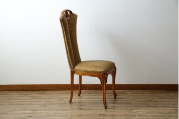 中古　美品　高級ブランド家具　CLイタリア(CLItalia)社　気品あふれる優雅なデザインが魅力のダイニングチェア(サロンチェア、ハイバックチェア、椅子、イス)(定価約55万円)(R-066587)