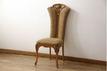 中古　美品　高級ブランド家具　CLイタリア(CLItalia)社　気品あふれる優雅なデザインが魅力のダイニングチェア(サロンチェア、ハイバックチェア、椅子、イス)(定価約55万円)(R-066588)