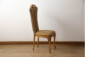 中古　美品　高級ブランド家具　CLイタリア(CLItalia)社　気品あふれる優雅なデザインが魅力のダイニングチェア(サロンチェア、ハイバックチェア、椅子、イス)(定価約55万円)(R-066588)