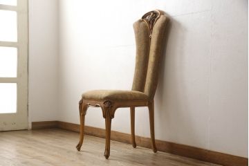 中古　美品　高級ブランド家具　CLイタリア(CLItalia)社　気品あふれる優雅なデザインが魅力のダイニングチェア(サロンチェア、ハイバックチェア、椅子、イス)(定価約55万円)(R-066588)