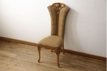 中古　美品　高級ブランド家具　CLイタリア(CLItalia)社　気品あふれる優雅なデザインが魅力のダイニングチェア(サロンチェア、ハイバックチェア、椅子、イス)(定価約55万円)(R-066588)
