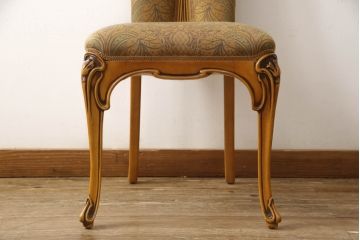 中古　美品　高級ブランド家具　CLイタリア(CLItalia)社　気品あふれる優雅なデザインが魅力のダイニングチェア(サロンチェア、ハイバックチェア、椅子、イス)(定価約55万円)(R-066588)